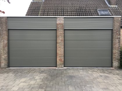 portes de garage sectionnelles, U-line microline, moteur, RAL 7039, Revêtement de façade